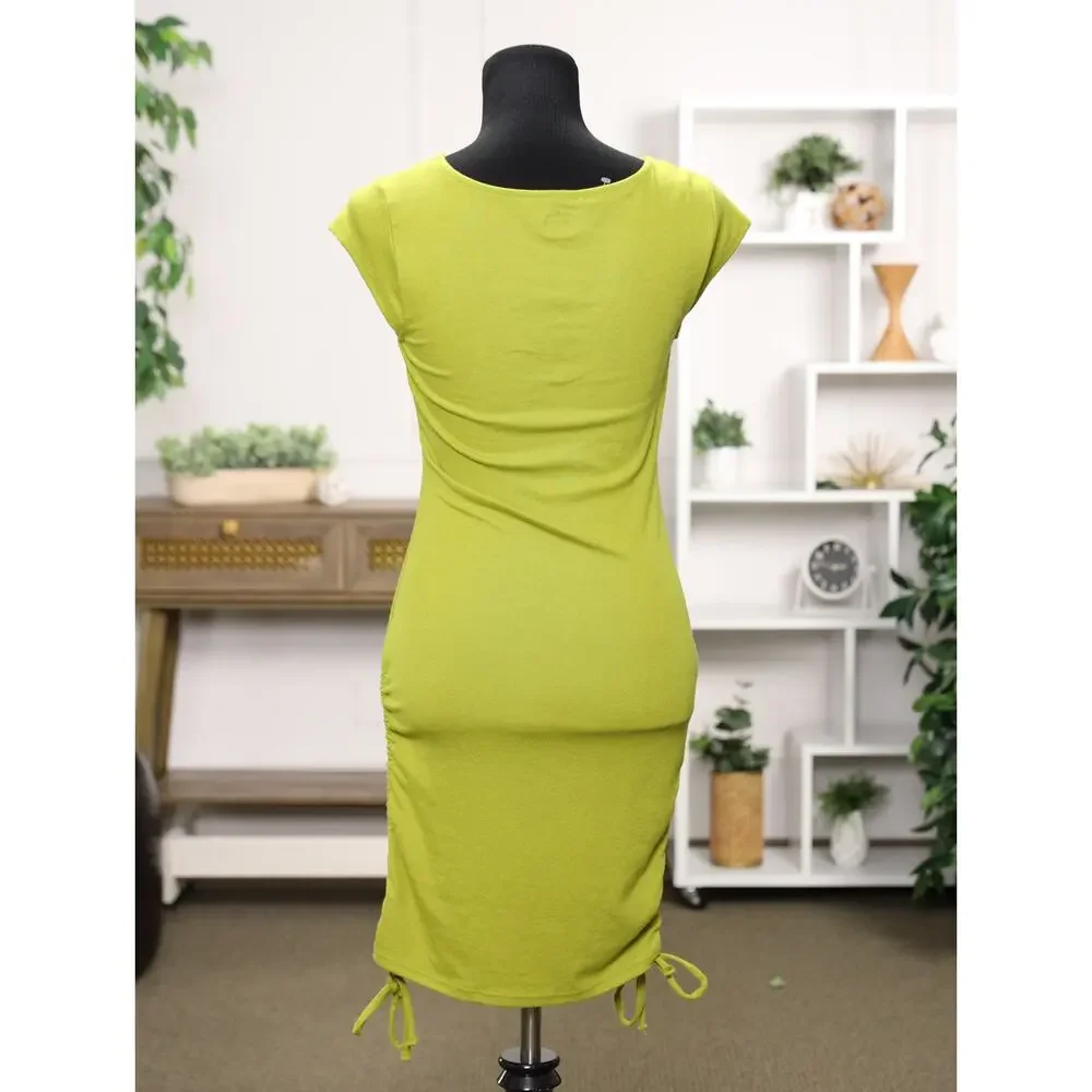 Y2K Boho Luxe Ruched Side Tie Mini Dress Chartreuse Free-est Free People M